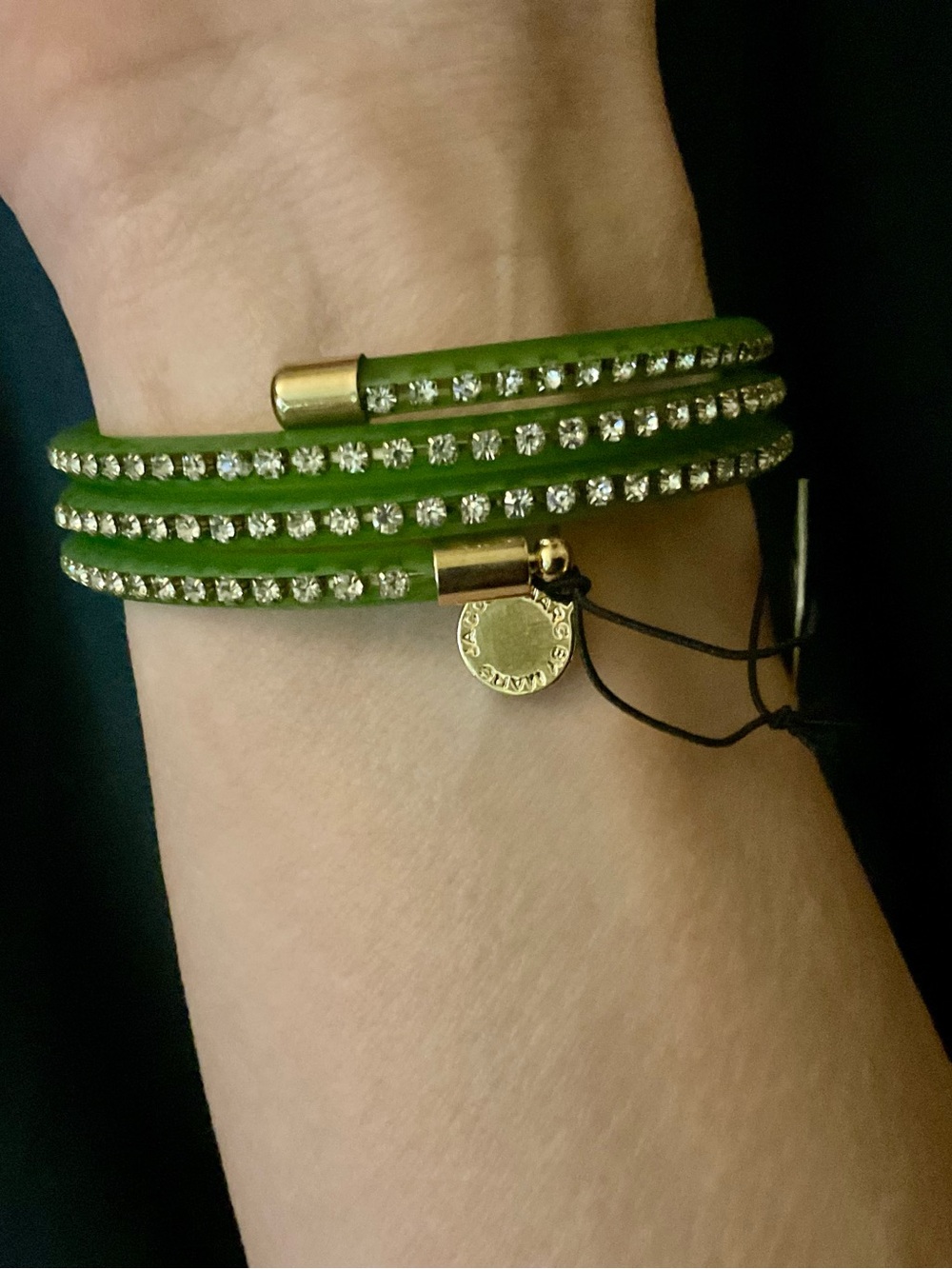 Marc by Marc NWT Toucan Green Crystal Coil Wrap Bracelet Y2K Designer Glam - Picture 2 of 9